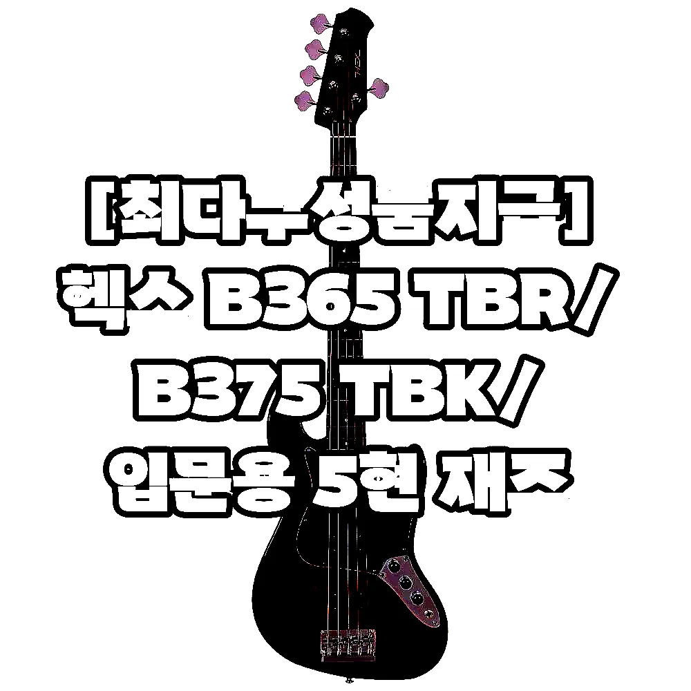 [최다구성품지급] 헥스 B365 TBR/ B375 TBK/ 입문용 5현 재즈 베이스기타 이미지 2