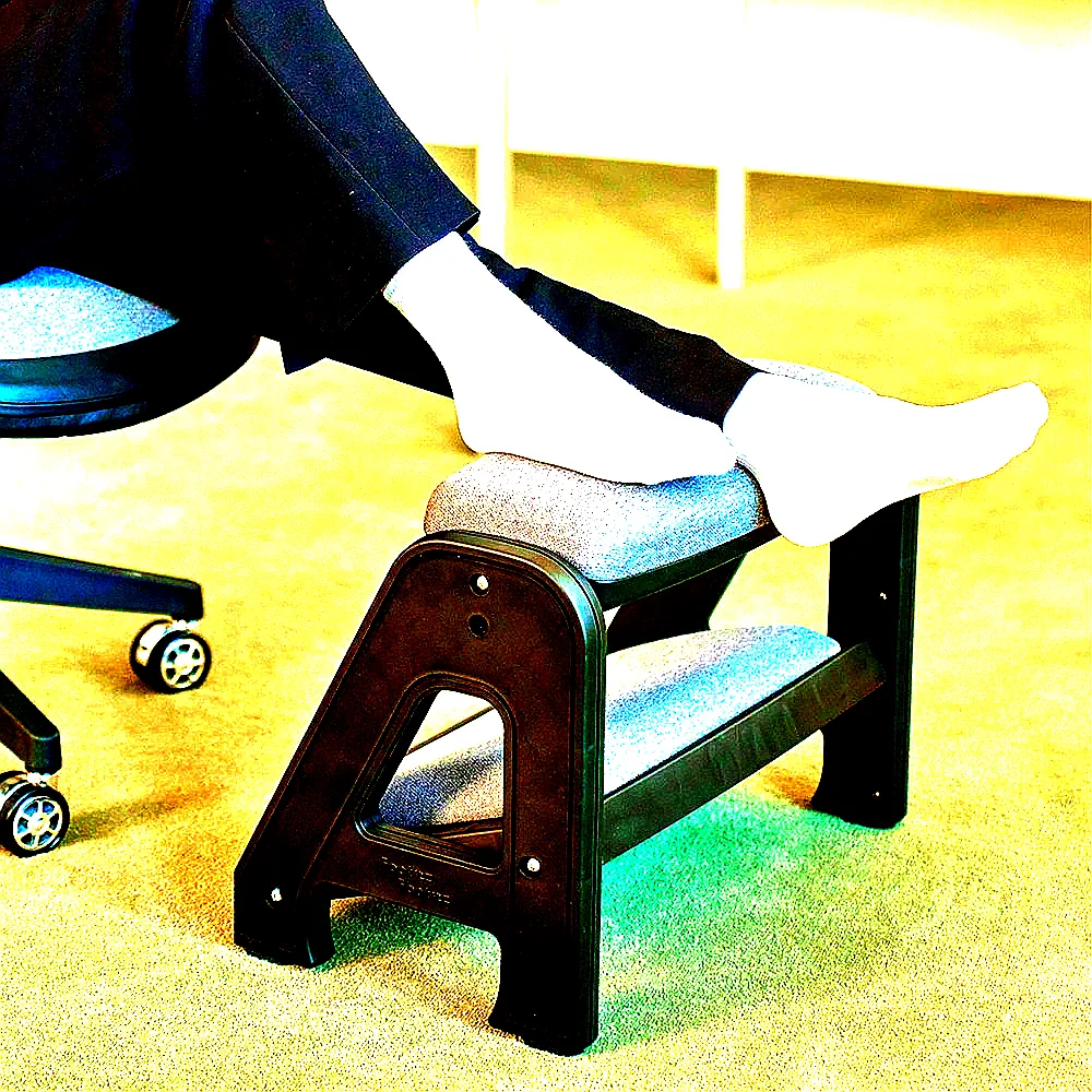 피치트렌디 풋쉬풋쉬 발받침대 사무실 컴퓨터 책상 발판 국산 다리받침대 화이트-블랙 이미지 5